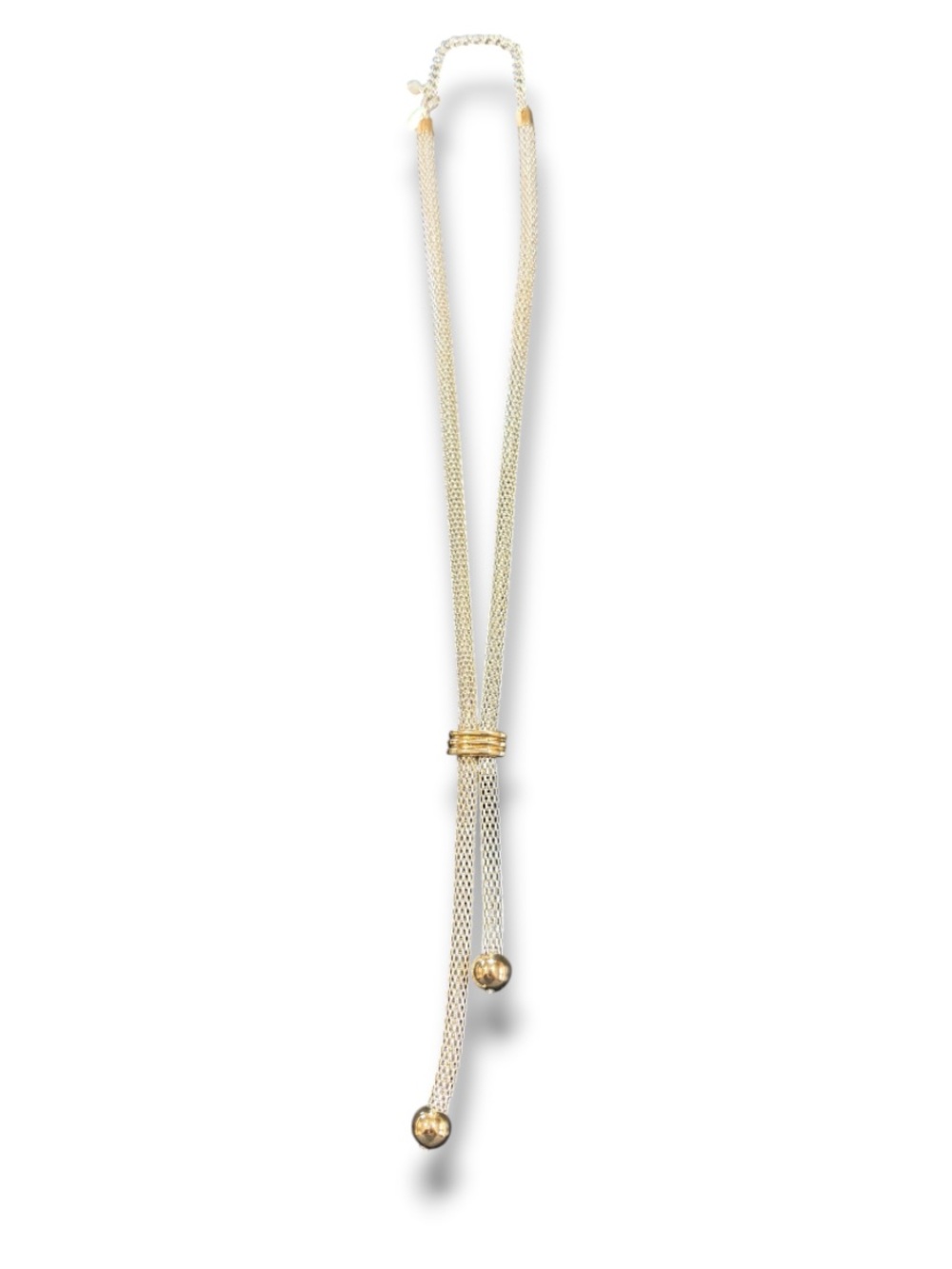 Avon Women’s Jewelry Gold and Silver Sliding Mesh Lariat Necklace